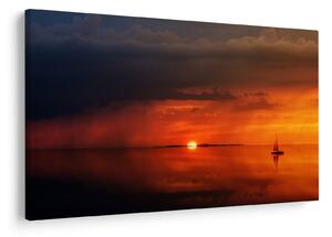 Tabloul apusului de soare cu barca (90x60 cm)