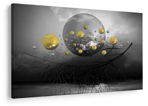 Tabloul cu bile abstracte aurii (90x60 cm)