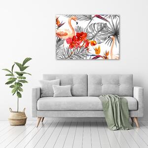 Tablou canvas Flamingos și flori