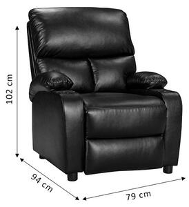 Fotoliu relax Gartia piele ecologica negru 79x94x102cm