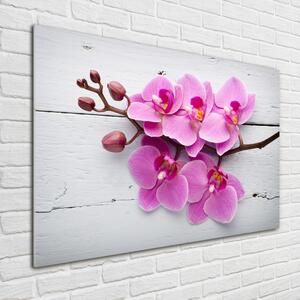 Fotografie imprimată pe sticlă Orhideea pe lemn