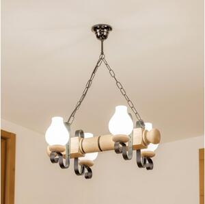 Brilagi - Lustru suspendat pe lanț RUSTIC, 4xE14/40W/230V, stejar