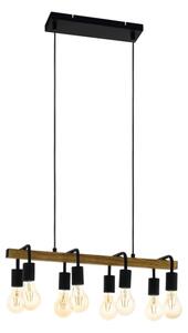 Eglo 43316 - Lustră suspendată pe cablu ERRIBERA 8xE27/40W/230V stejar/negru