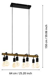 Eglo 43316 - Lustră suspendată pe cablu ERRIBERA 8xE27/40W/230V stejar/negru
