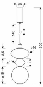 Lustră LED suspendată pe cablu FLORES, 10W, 230V, auriu/portocaliu/maro