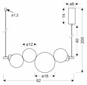 Lustră LED pe cablu PLAYA LED/12W/230V neagră