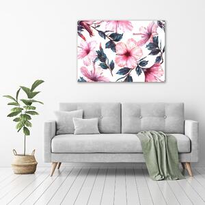 Tablou pe pe sticlă flori de hibiscus