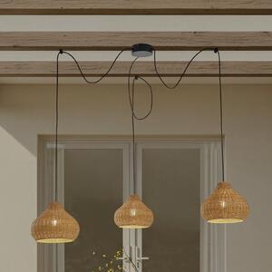 Lucande lampă suspendată de exterior Taniola, 3 becuri, bej, rattan, IP44
