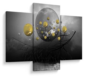 Tabloul cu bile abstracte aurii (90x60 cm)