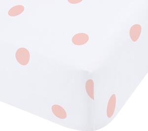 Cearceaf alb-roz din flanelă cu elastic 150x200 cm Polka Dot – Catherine Lansfield