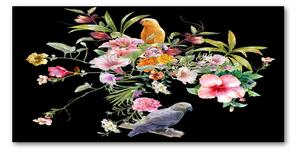 Imagine de sticlă Flori și păsări