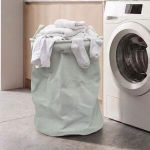 Coș de rufe pliabil, textil, rotund, 38x38x50 cm, culoare gri deschis
