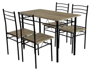 KONDELA Set de sufragerie 1+4, stejar sonoma/negru, MAKO