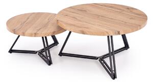 Set de măsuțe de cafea Houston 2184, Stejar auriu, Negru, Metal, 41cm, 13.5 kg