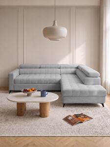 Colțar cu funcție de dormit Nardo L, extensibil, dreapta, - chenille gri deschis Vibe 85