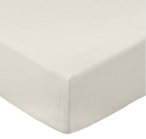 Cearceaf bej din bumbac percal cu elastic 90x190 cm Cotton Percale – Bianca