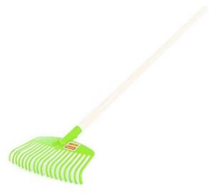 Grebla jucarie din plastic cu maner de lemn, 78x27x4 cm
