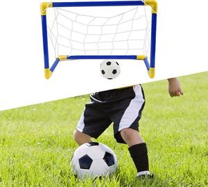 Set mini poarta fotbal, minge si pompa umflare, 2 porti 60x29x41 cm