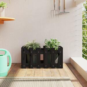 Jardinieră grădină design gard negru 60x30x30 cm lemn masiv pin