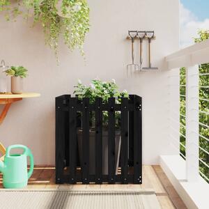 Jardinieră grădină design gard negru 70x70x70 cm lemn masiv pin