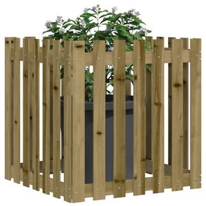 Jardinieră grădină cu design gard, 70x70x70 cm, lemn pin tratat