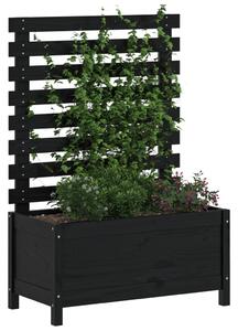 Jardinieră grădină cu raft negru 79x39,5x114 cm, lemn masiv pin