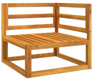 Canapea colț modulară, perne verzi, lemn masiv acacia