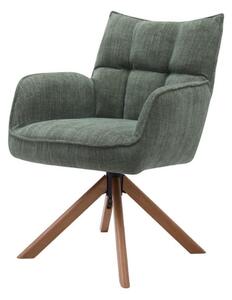 Scaun de dining pivotant Marilla verde, picioare din lemn