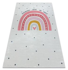 BAMBINO 47810 covor lavabil Curcubeu, puncte pentru copii anti-alunecare - alb / roz