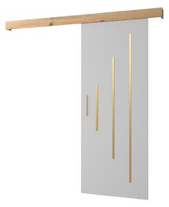 Uși culisante 90 cm Sharlene Y (alb mat + stejar artisan + auriu). 1044023