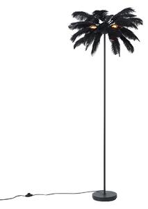 Lampă de podea Art Deco neagră cu pene negre - Peahen