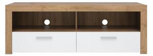 Comoda TV BALDER RTV2S, alb/stejar, PAL, 135x42x48 cm