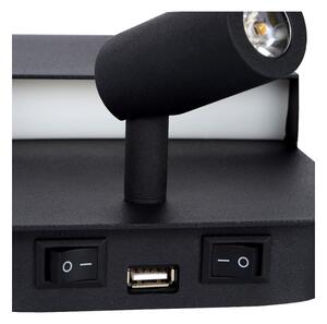 Aplică Lucide 79200/08/30 BOXER LED/5W/230V + LED/5W USB negru