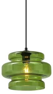 Lampă suspendată retro neagră cu sticlă verde - Denise