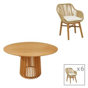 Set dining Kalie-Kenda, Pako World, 7 piese, Bej-natural, 120x120x75 cm