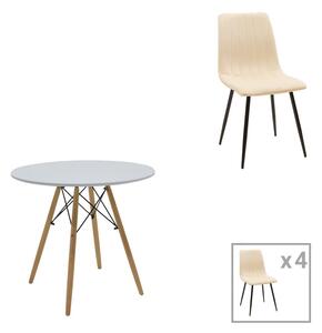 Set masa si scaune 3 piese Julita-Noor Negru 80x80x73 cm