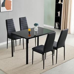 Set de dining 4x scaune + masă Catini AUSTIN - Negru