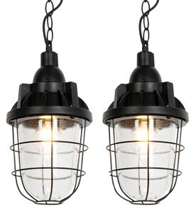Set de 2 lămpi suspendate industriale negre - Cabin