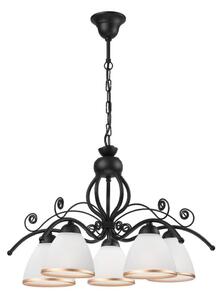 Candelabru RETRO II pe lanț, 5xE27/60W/230V, negru mat