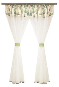Perdea Velaria bamboo alb si tafta frunze verzi, 260x155 cm