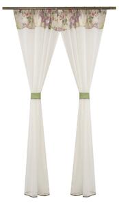 Perdea Velaria in ivoire cu banda flori, 240x187 cm