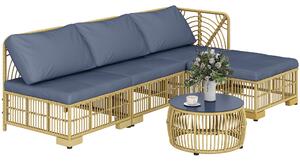Outsunny Set de mobilier din rachita de 5 bucati, Gri