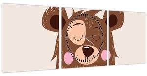 Tablou - Teddy ursuleț cu eșarfă roșie (cu ceas) (90x30 cm)