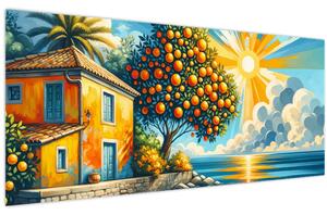 Tablou - Casă cu portocale I. (120x50 cm)