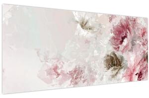 Tablou - Pictura flori roz (120x50 cm)