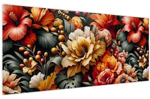 Tablou - Flori portocalii și roșii (120x50 cm)