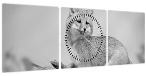 Tablou - Vulpe gri (cu ceas) (90x30 cm)