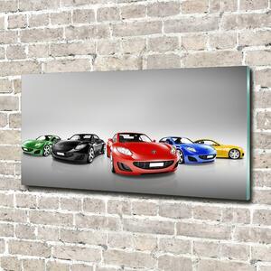 Fotografie imprimată pe sticlă mașini colorate