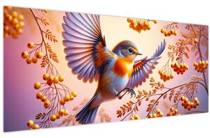 Tablou - Pasăre cu scoruș (120x50 cm)