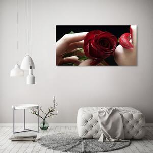 Imagine de sticlă Femeia cu un trandafir